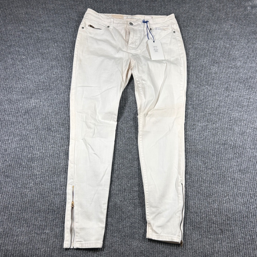 Eunina Abbey Jeans Womens 13 Low Rise Zipper Skinny Ankle Off White Cream ‎ NWT